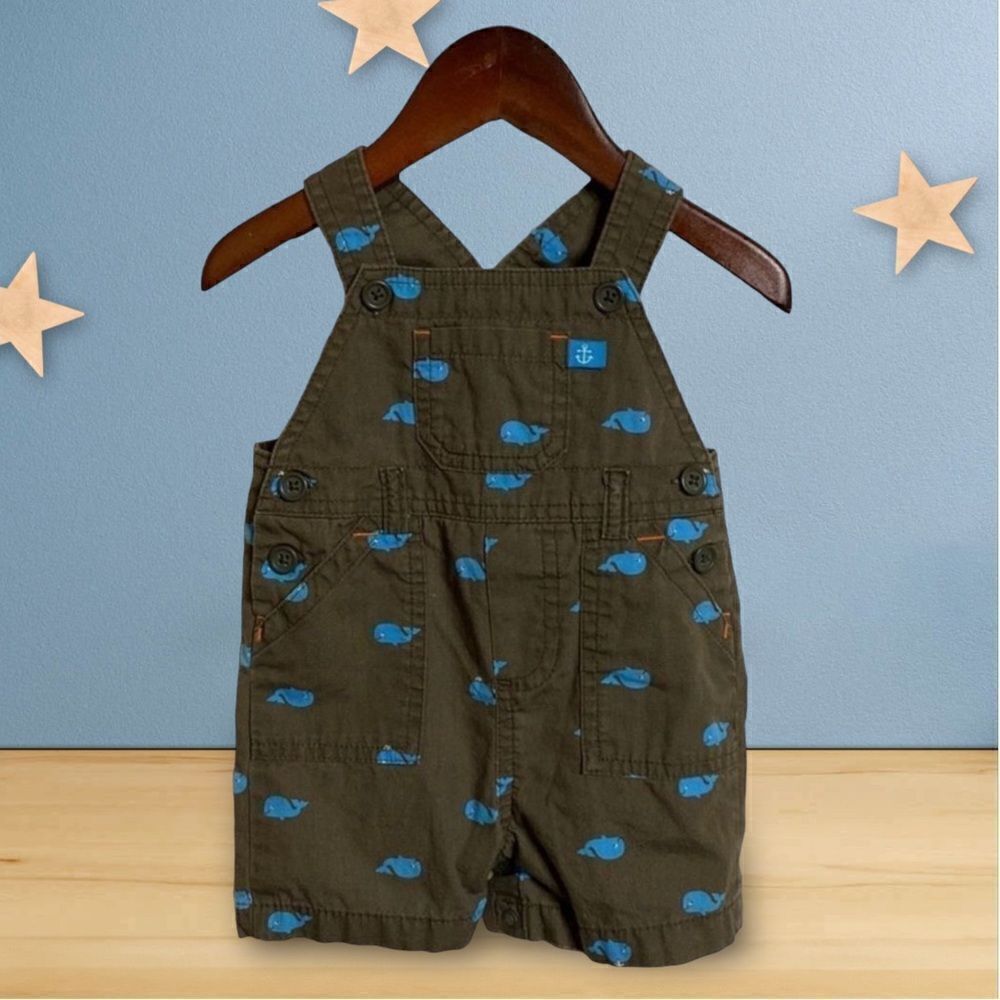 Whale Print Short Overalls - Picture 5 of 6